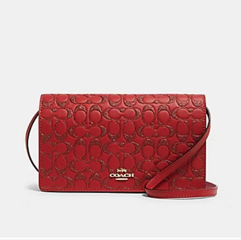 AUTH Coach HAYDEN crossbody red with red glitter in the C monogram NWOT - Picture 2 of 4